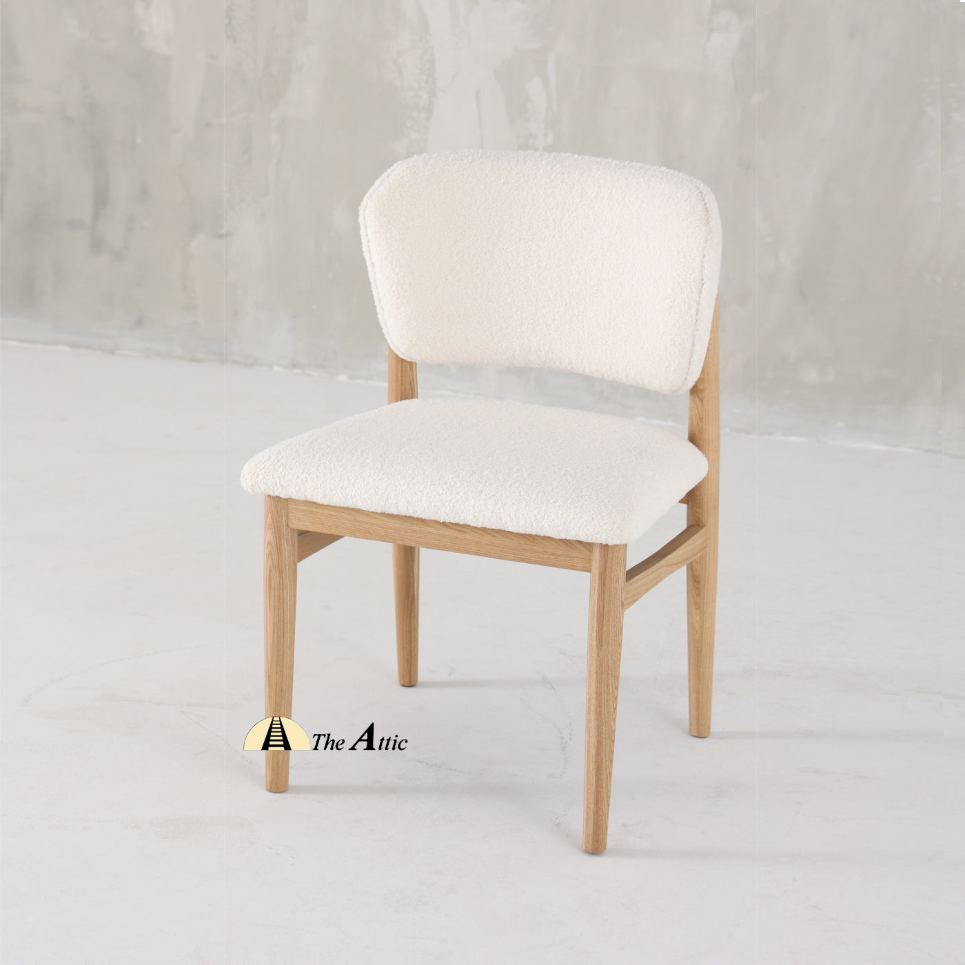 Savannah Boucle Dining Armchair, Modern Oak Wood and Boucle Chair - The Attic Dubai