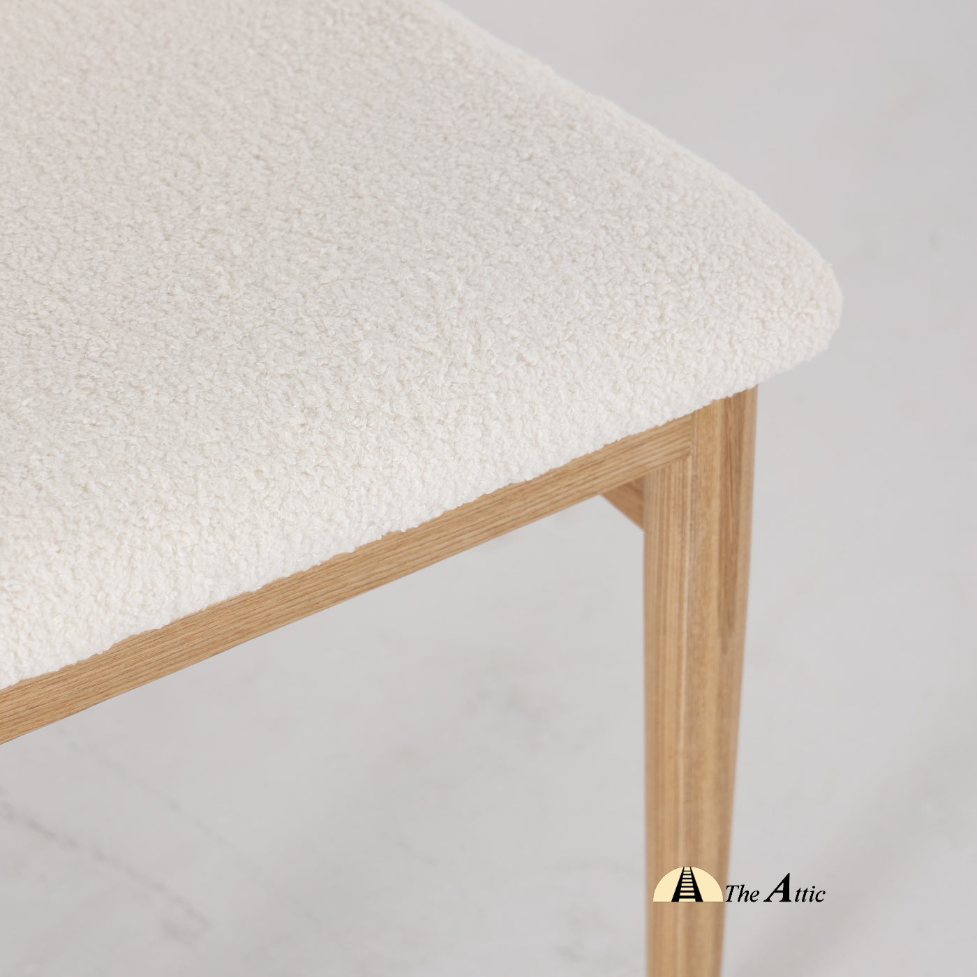 Savannah Boucle Dining Armchair, Modern Oak Wood and Boucle Chair - The Attic Dubai