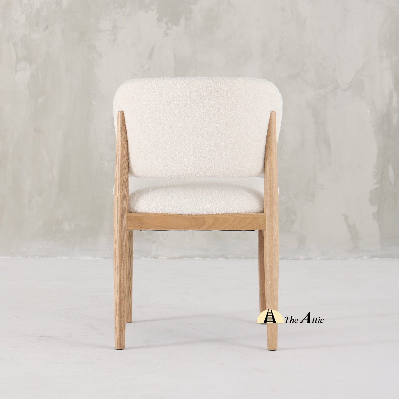 Savannah Boucle Dining Armchair, Modern Oak Wood and Boucle Chair - The Attic Dubai