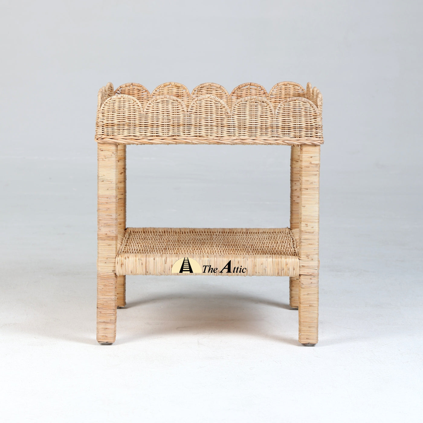 Scallop Tray Rattan 2-Tier Square Side Table, Rattan Furniture - The Attic Dubai