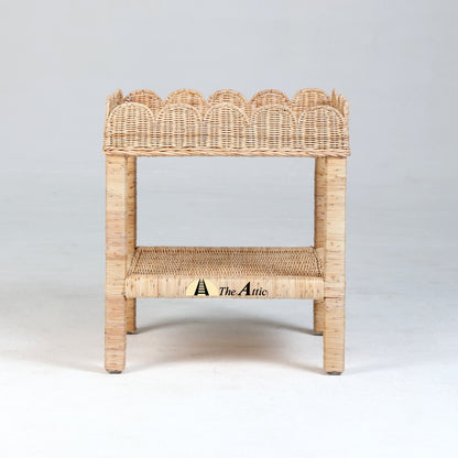 Scallop Tray Rattan 2-Tier Square Side Table, Rattan Furniture - The Attic Dubai