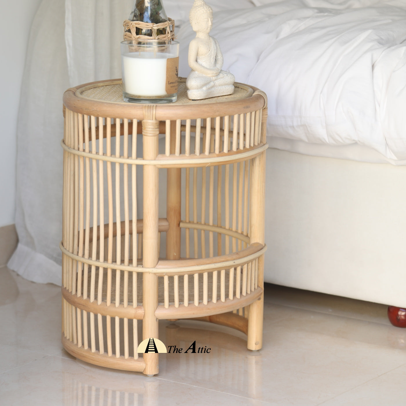 Serena 2-tier Natural Rattan Round Side Table