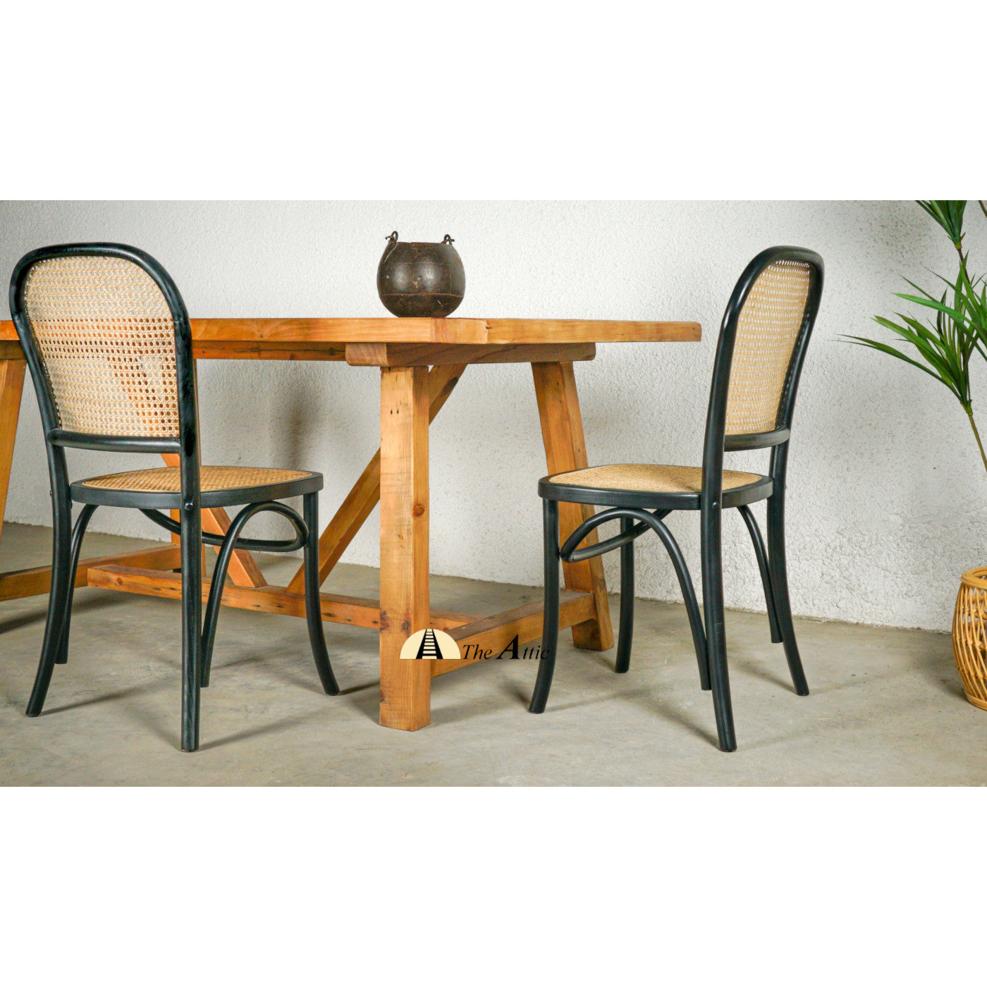 Sierra Rattan and Oak Dining Chair, Black