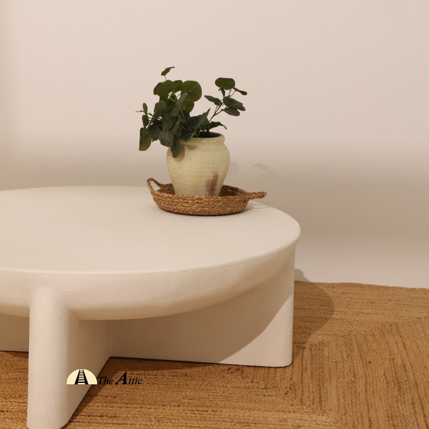 Naga Concrete Finish Round White Coffee Table - www.theatticdubai.com