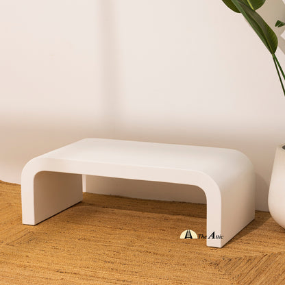 Siesta Rounded Edge Concrete Finish White Coffee Table - The Attic Dubai