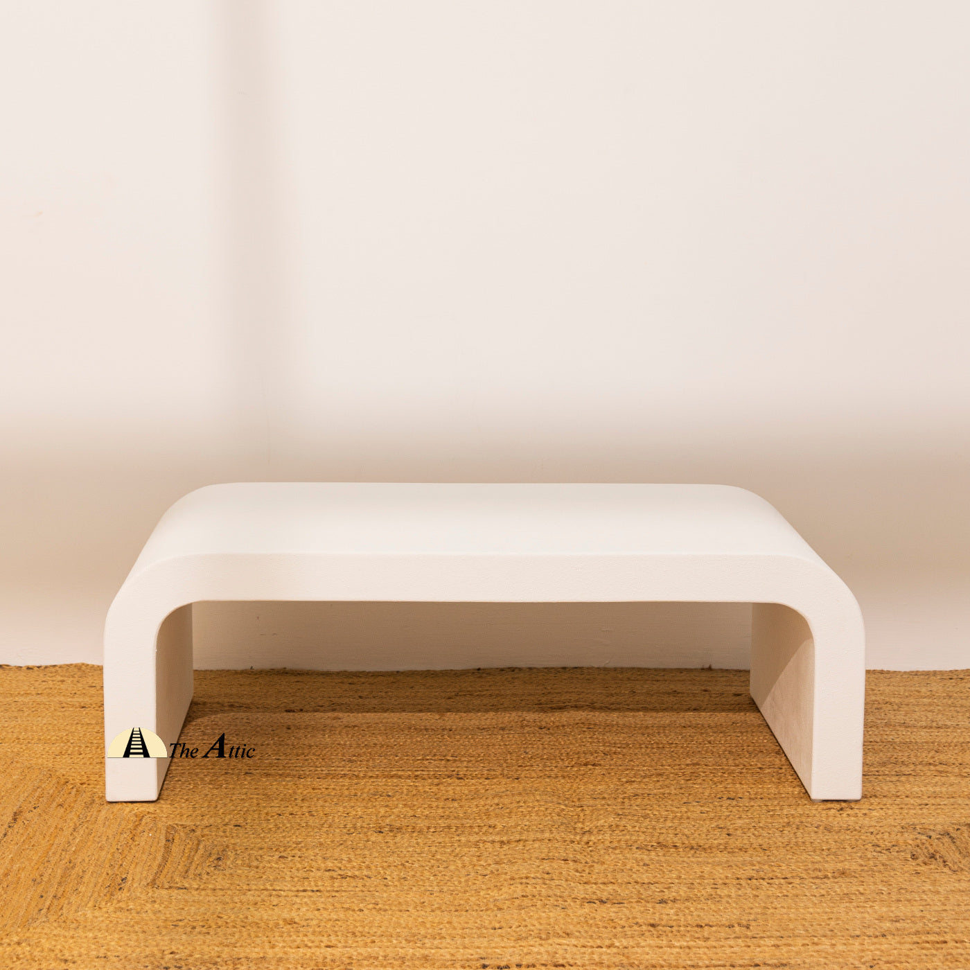 Siesta Rounded Edge Concrete Finish White Coffee Table - The Attic Dubai