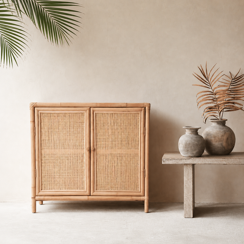 Rattan 2 door cabinet
