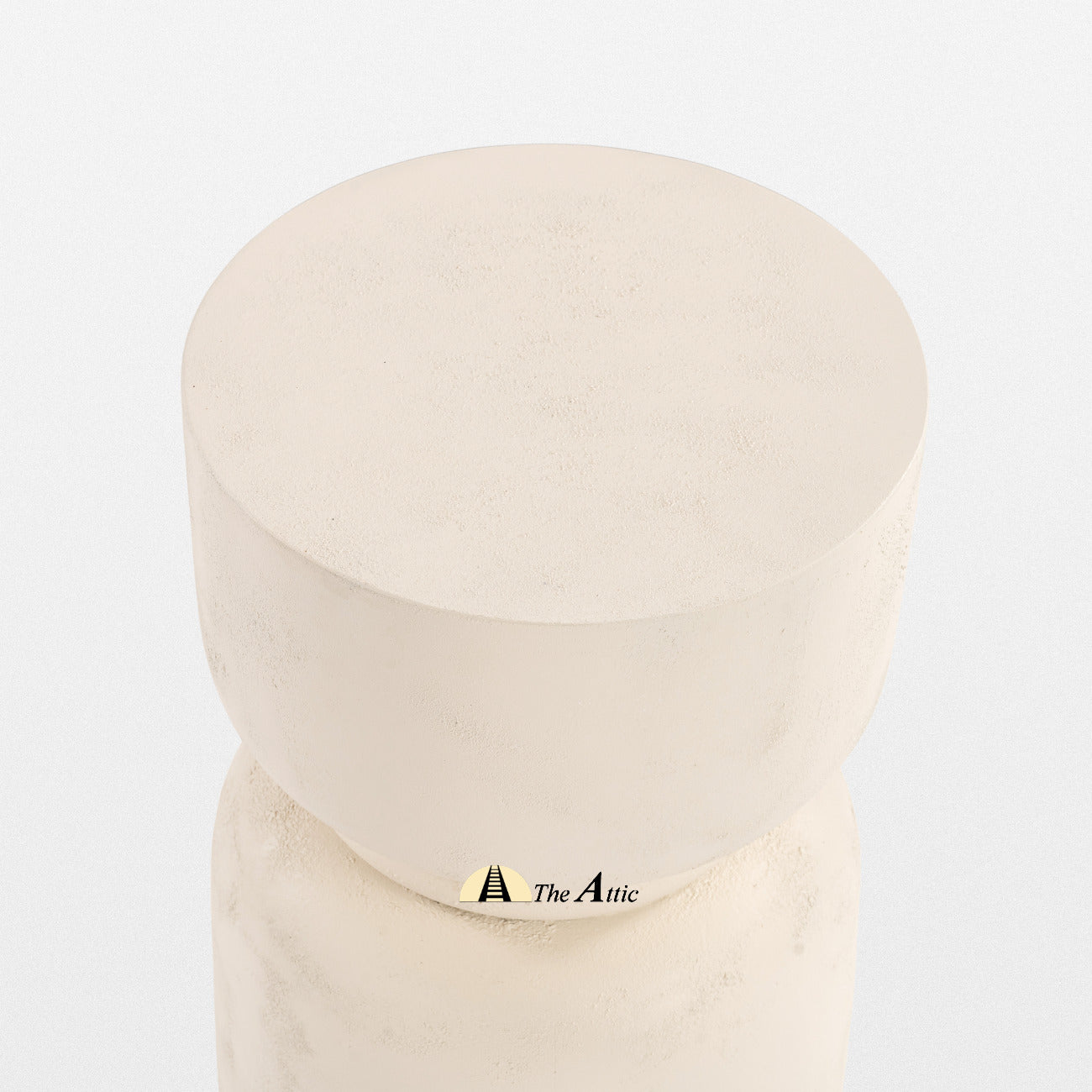 Soho Drum Solid Wood Side Table, Distressed White - The Attic Dubai