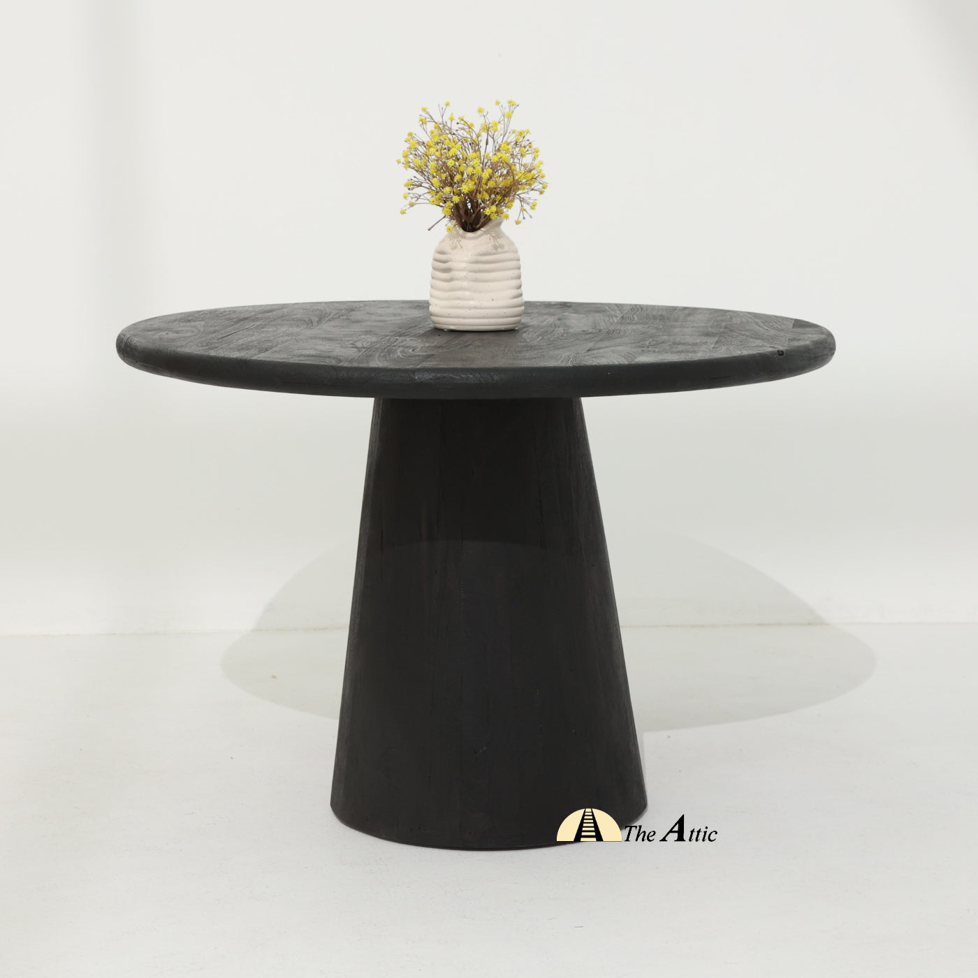 Soho Solid Wood Round Dining Table, Black - The Attic Dubai