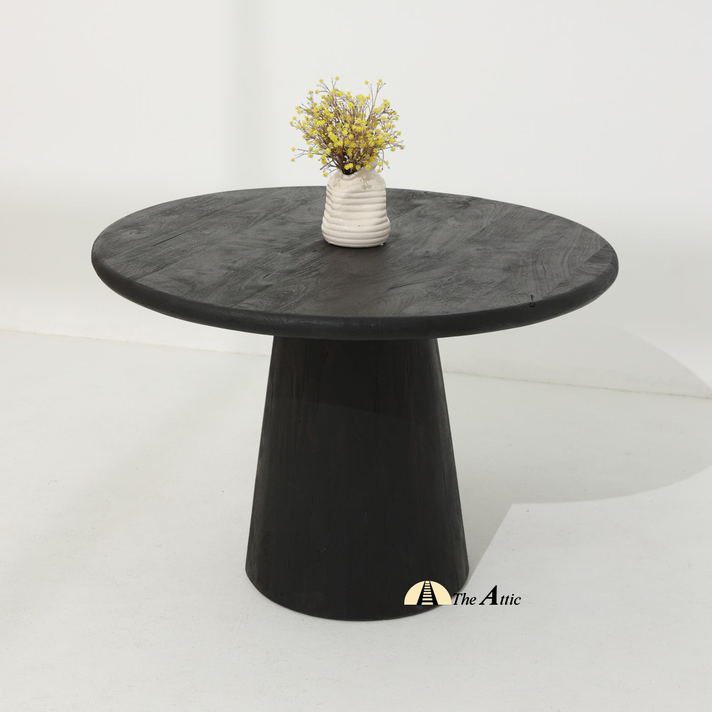 Soho Solid Wood Round Dining Table, Black - The Attic Dubai