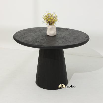 Soho Solid Wood Round Dining Table, Black - The Attic Dubai