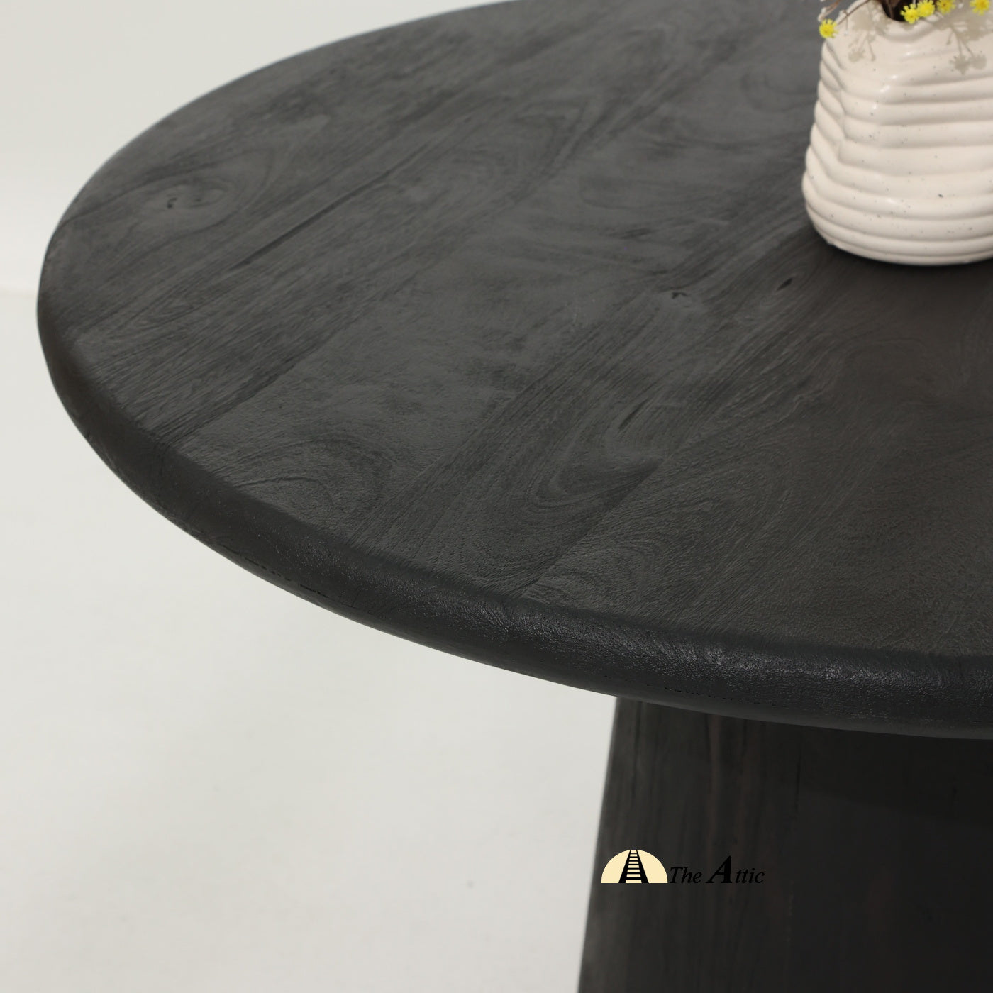 Soho Solid Wood Round Dining Table, Black - The Attic Dubai