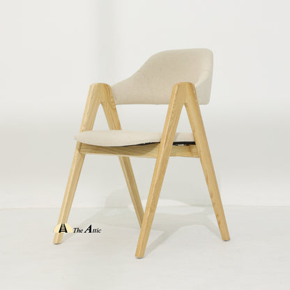 Stockholm Upholstered Dining Armchair, Modern Wood and Fabric Chair - The Attic Dubai