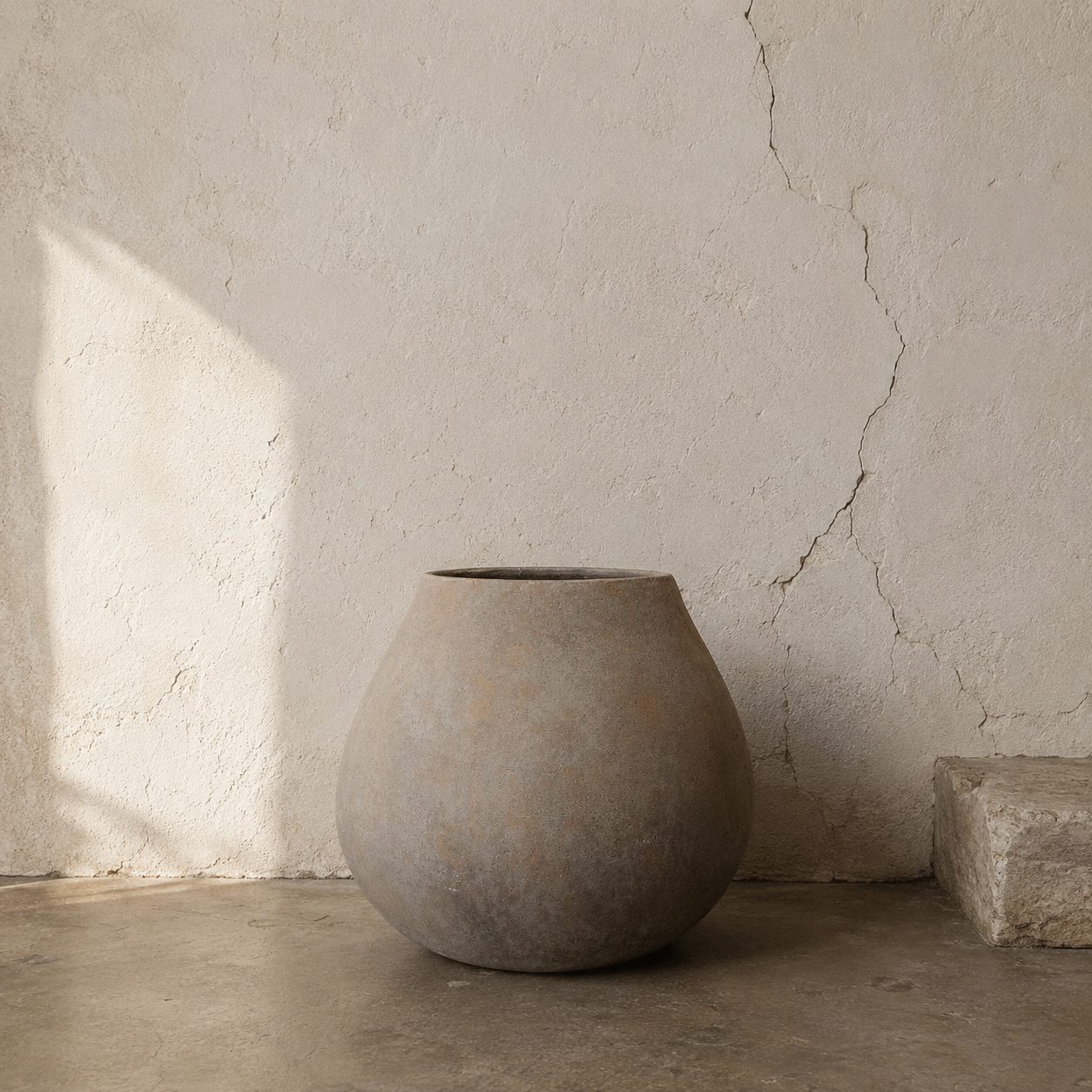 Textured Grey MgO Drop Shape Planter Pot | Indoor & Outdoor Planter - The Attic Dubai