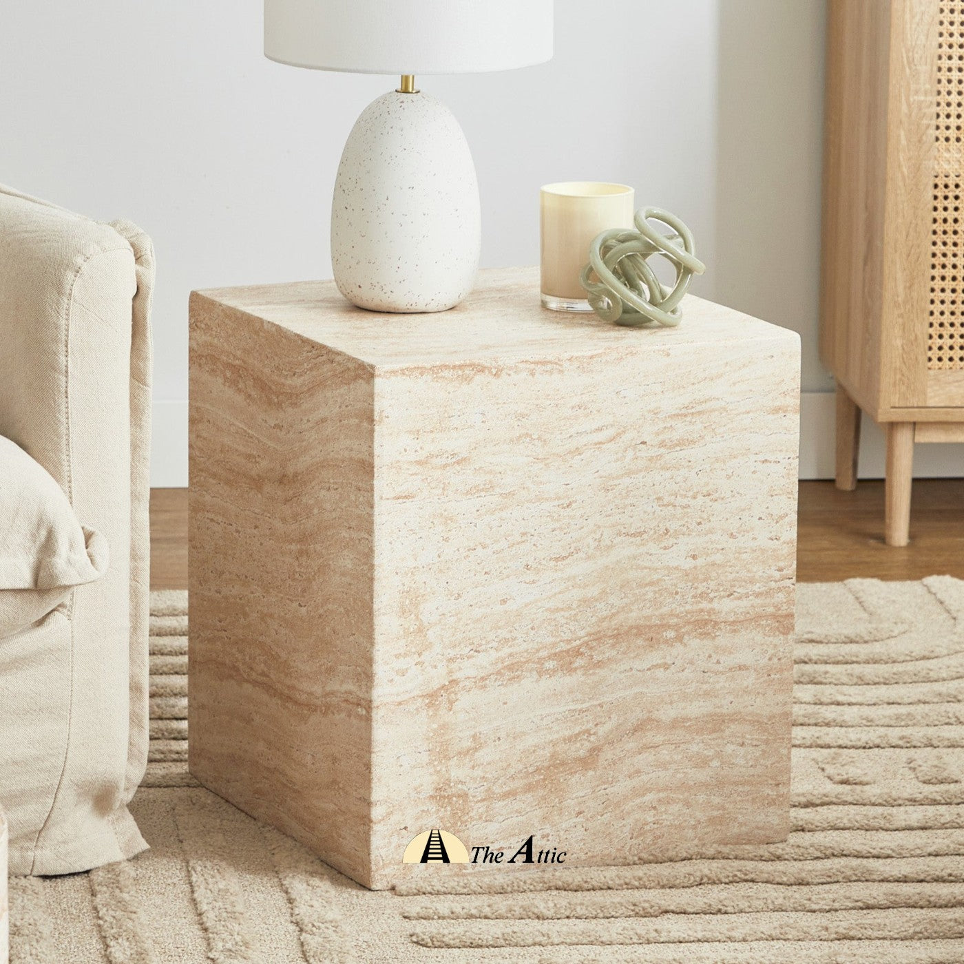 Venice Stone Finish Side Table - The Attic Dubai