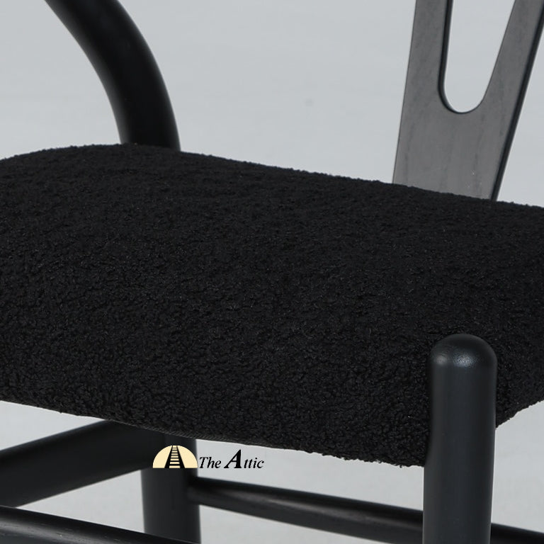 Wishbone Boucle Black Dining Chair - The Attic Dubai