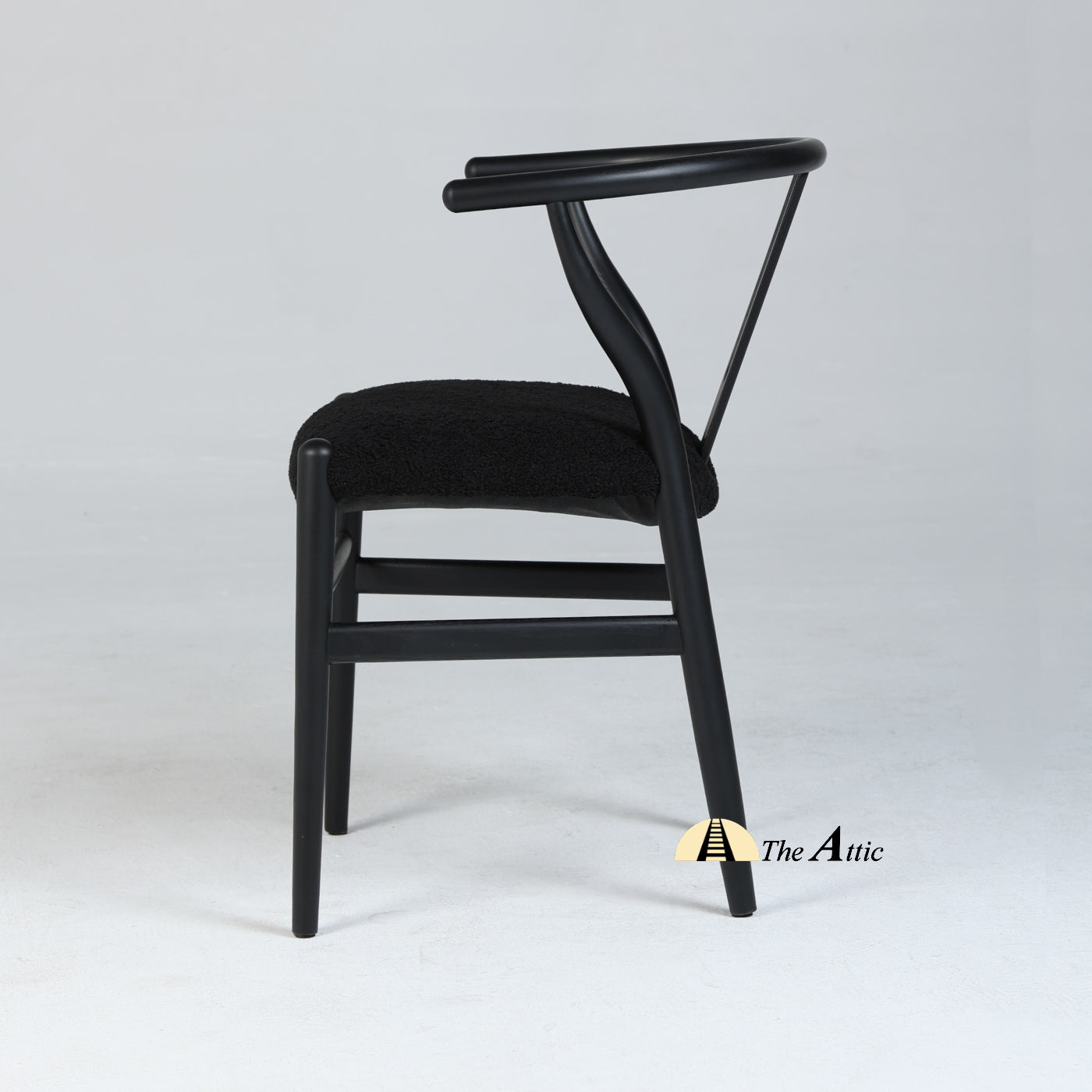 Wishbone Boucle Black Dining Chair - The Attic Dubai