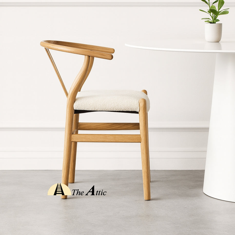 Wishbone Chair with Boucle Upholstery - The Attic Dubai