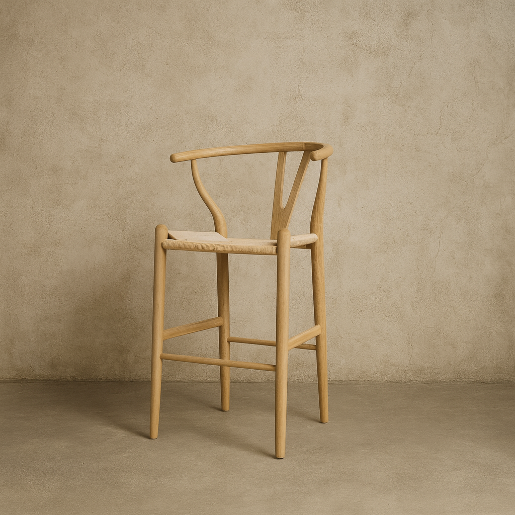 Wishbone Counter Stool | Modern Wood & Cord Seating Dubai, Bar Chair - The Attic Dubai