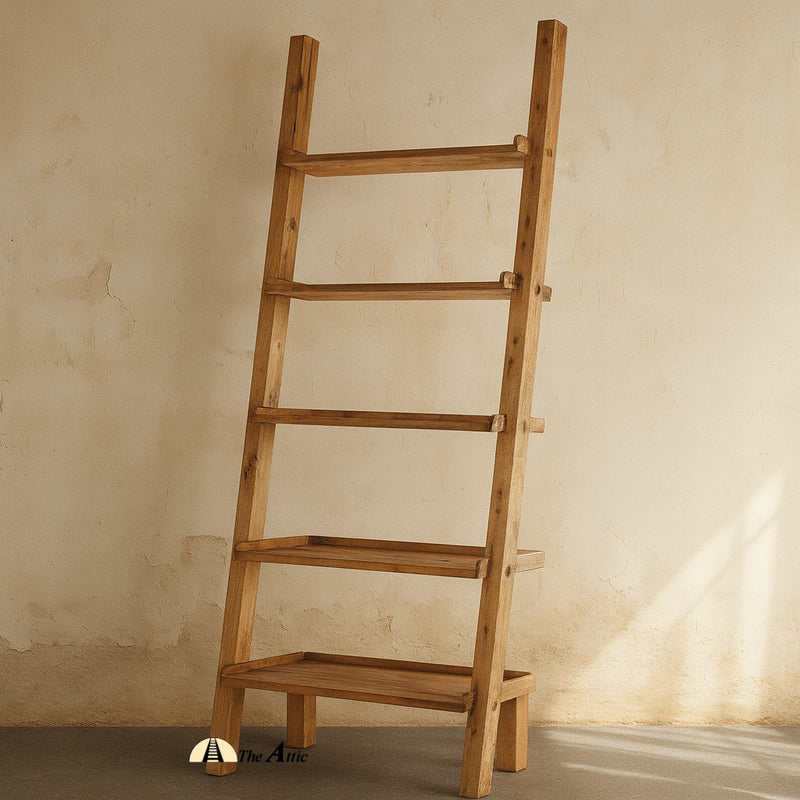 Dallas Rustic Modern Recycled Pine Ladder Shelf - The Attic Dubai