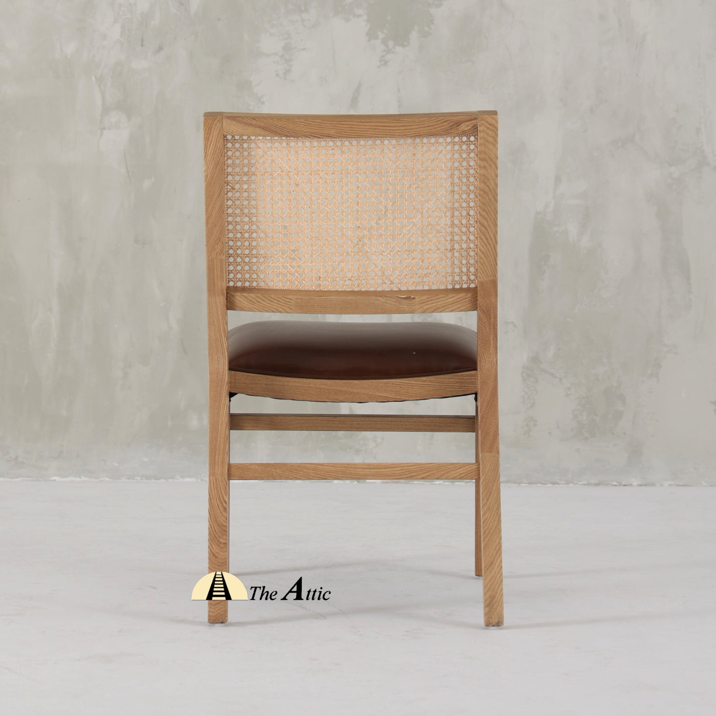 Zurich Oak Wood, Leather and Rattan Dining Chair - The Attic Dubai