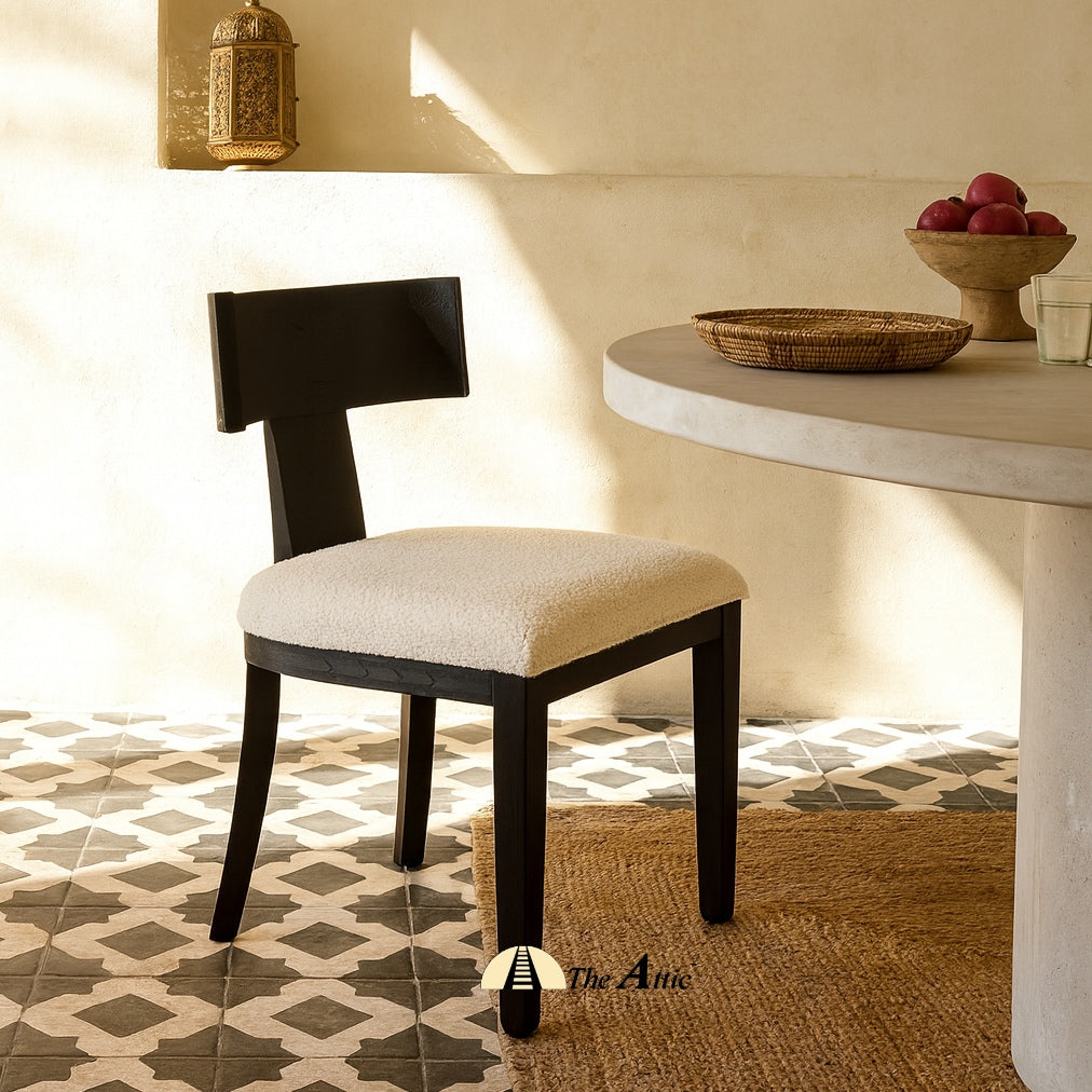 Aruba T-back Boucle Dining Chair, Black
