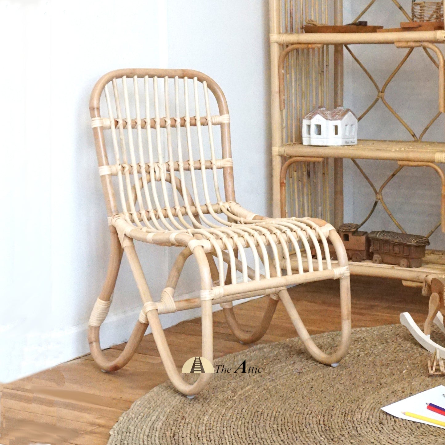 Bandung natural brown rattan kids chair, Bohemian Nursery Furniture - The Attic Dubai