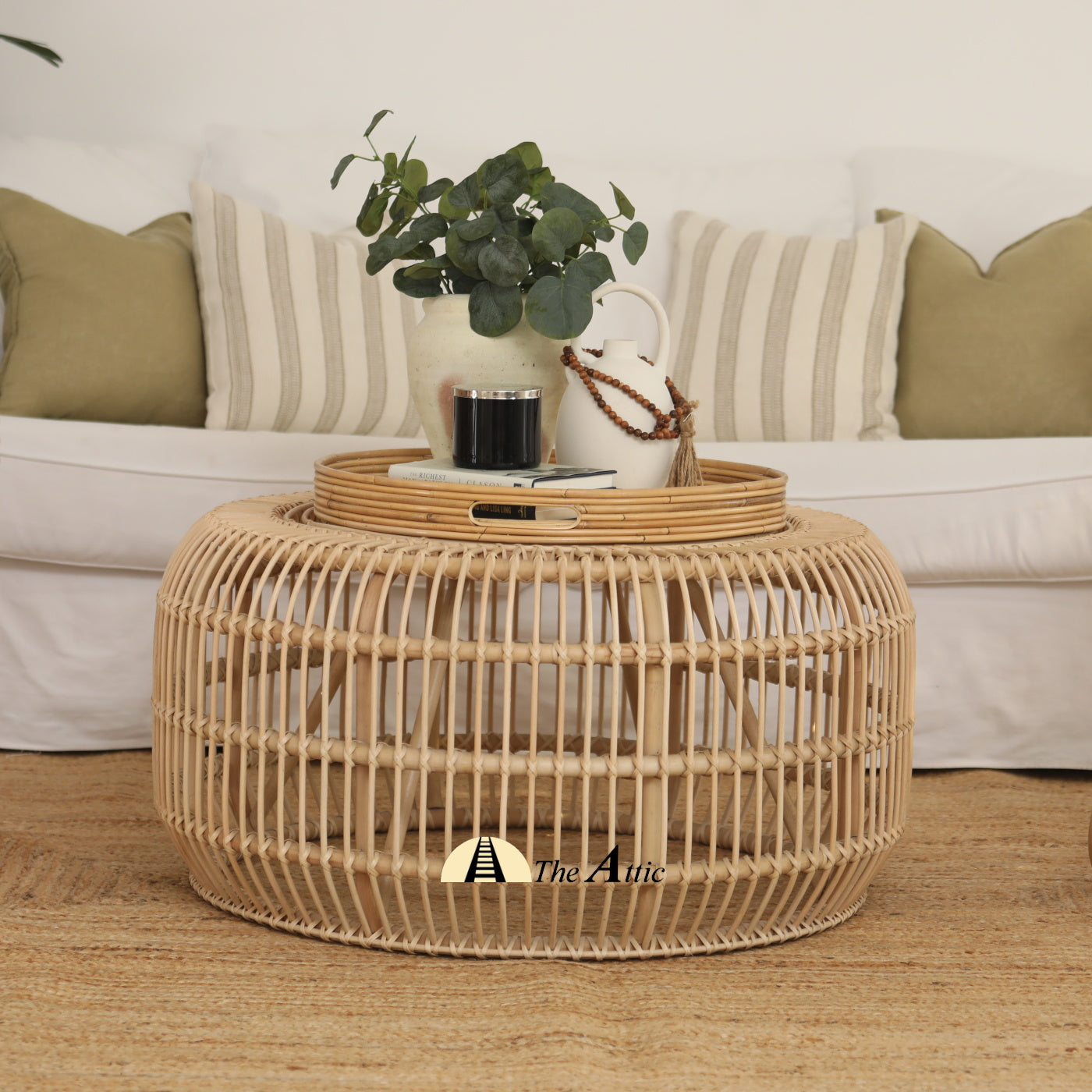 Bohol Natural Rattan Round Coffee Table, Rattan Furniture - The Attic Dubai