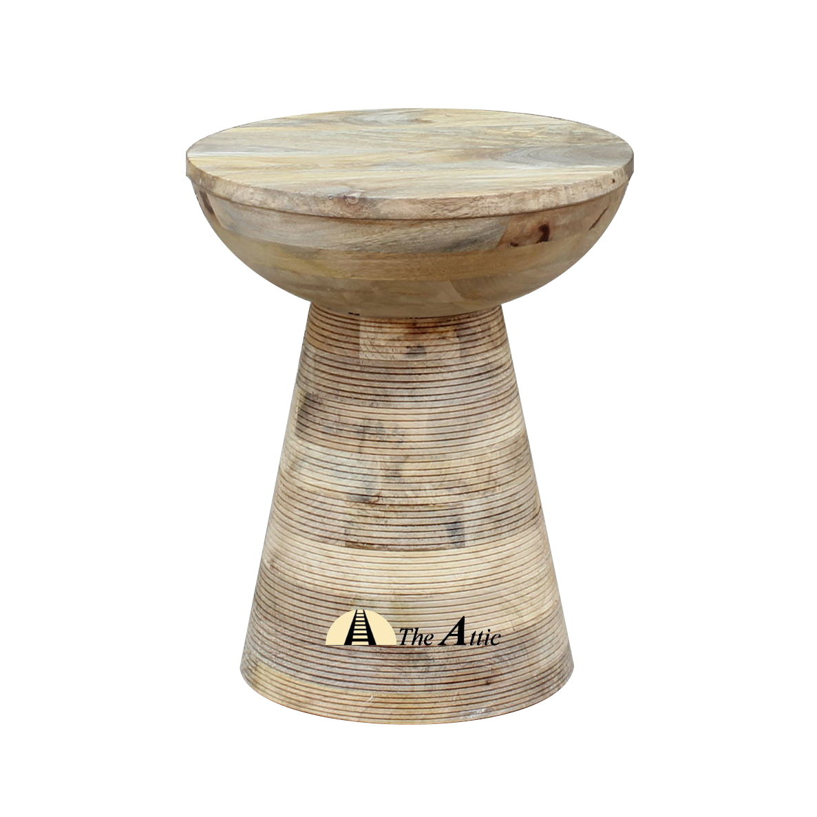 Moet Ringed Solid Wood Drum-shape Side Table - The Attic Dubai