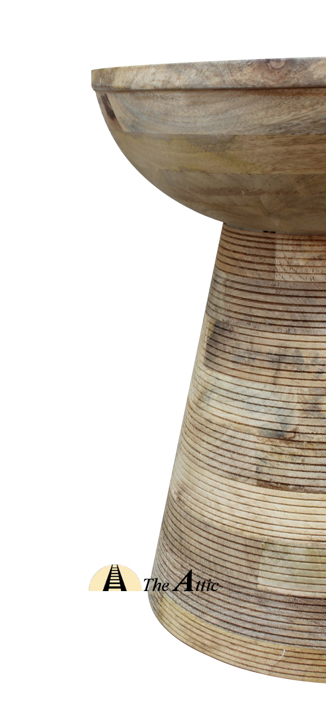 Moet Ringed Solid Wood Drum-shape Side Table - The Attic Dubai