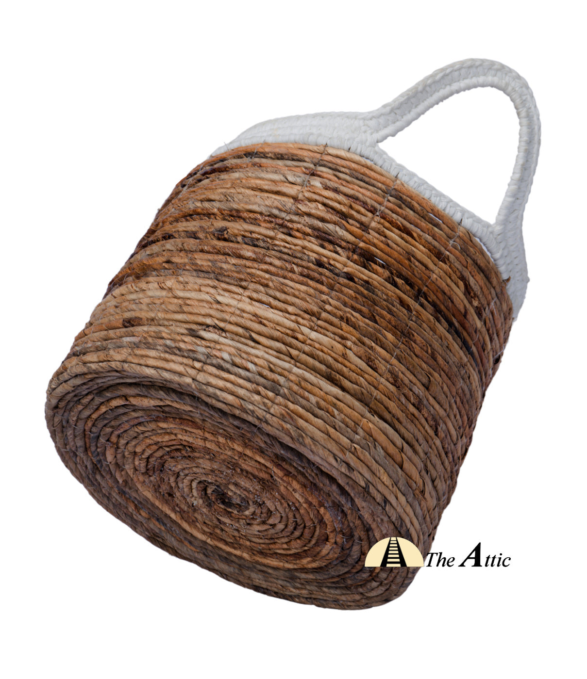 Cyprus 2-tone Woven Basket with Handles, White & Natural