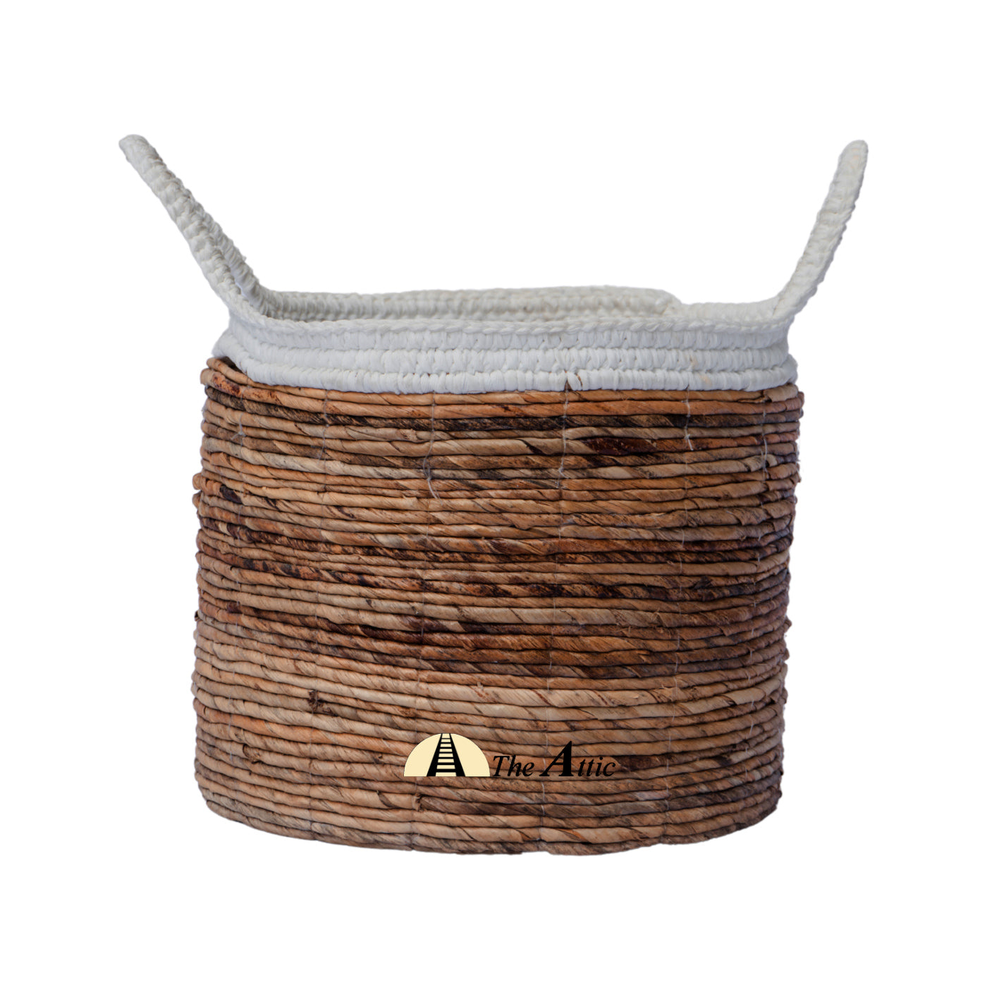 Cyprus 2-tone Woven Basket with Handles, White & Natural