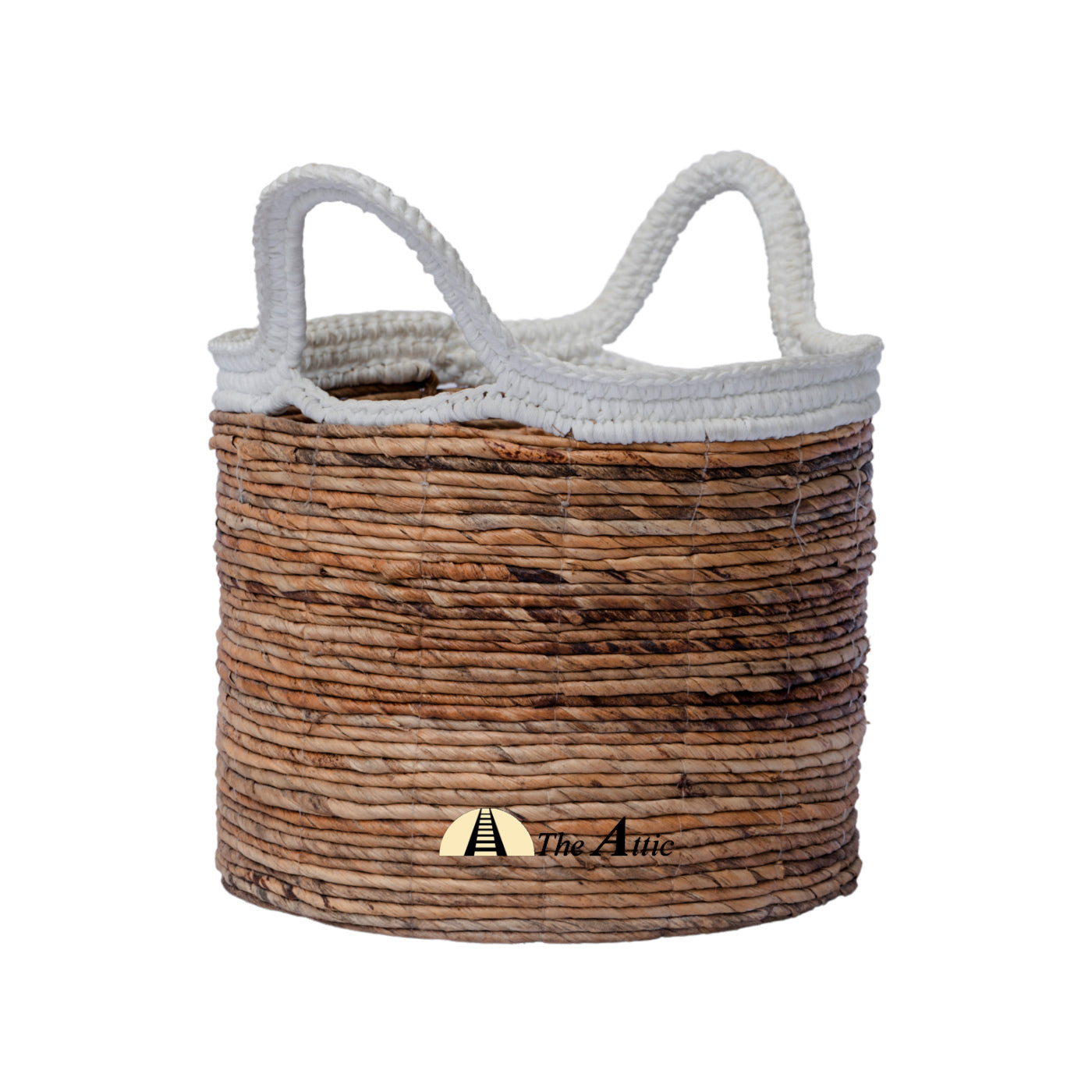 Cyprus 2-tone Woven Basket with Handles, White & Natural