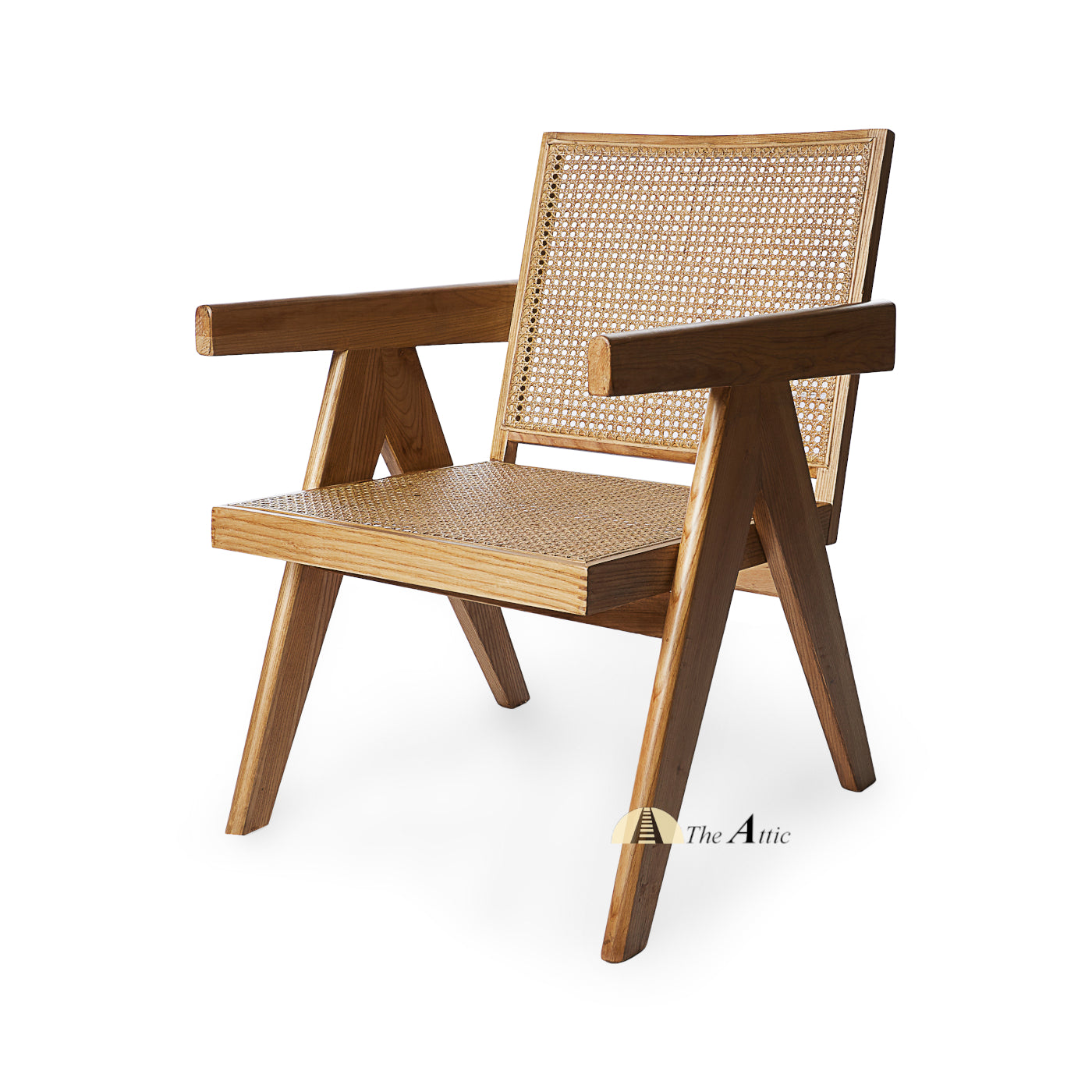 Geneva Mid-Century Modern Teak and Rattan Chair, Chandigarh Chair - The Attic Dubai