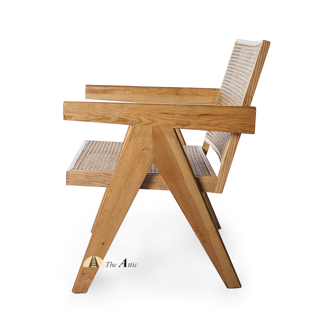 Geneva Mid-Century Modern Teak and Rattan Chair, Chandigarh Chair - The Attic Dubai