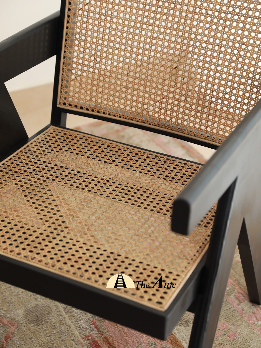 Geneva Mid-Century Modern Oak and Rattan Chair, Chandigarh Chair - The Attic Dubai