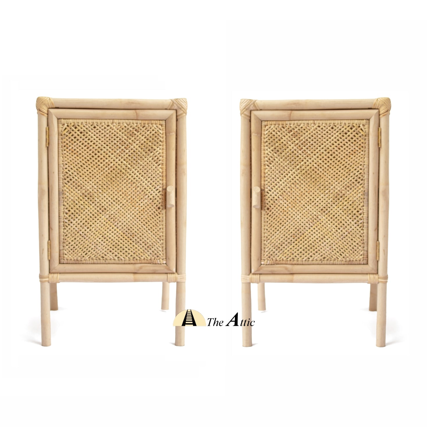 Honey Rattan Bedside Table, Set of 2