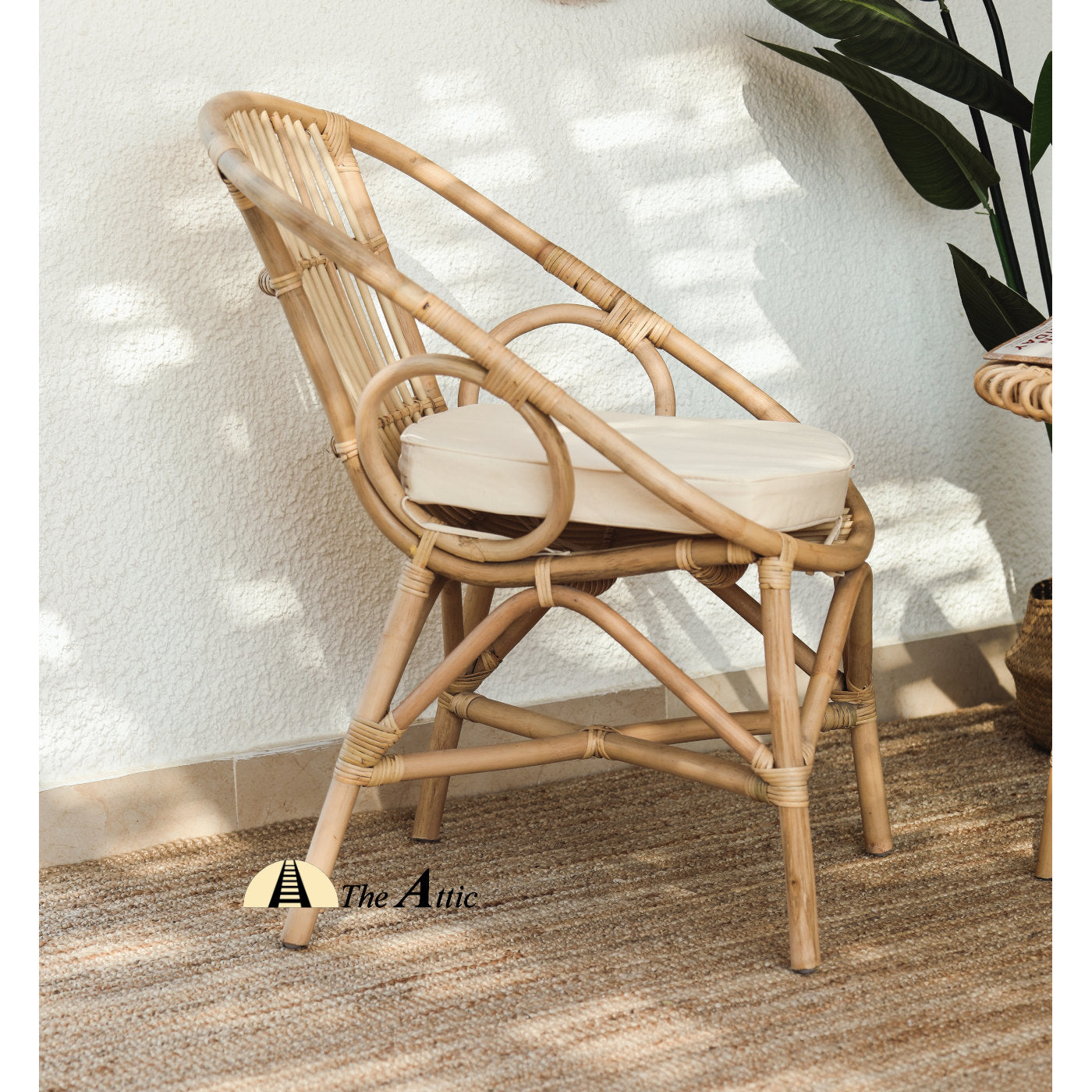 Java Rattan Easy Chair; Boho Accent Chair, Natural Rattan Wicker Furniture - TheAtticDubai.com