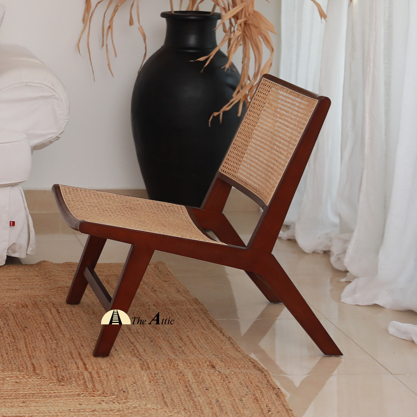 Kanha Rattan and Wood Chair; Natural Rattan Wicker Furniture; Lounge Chair - The Attic Dubai