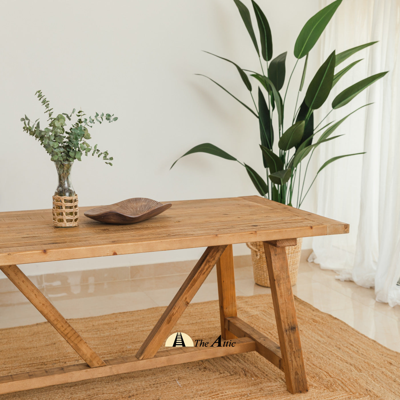 Lazio Reclaimed Pine Rustic Farmhouse Dining Table - The Attic Dubai