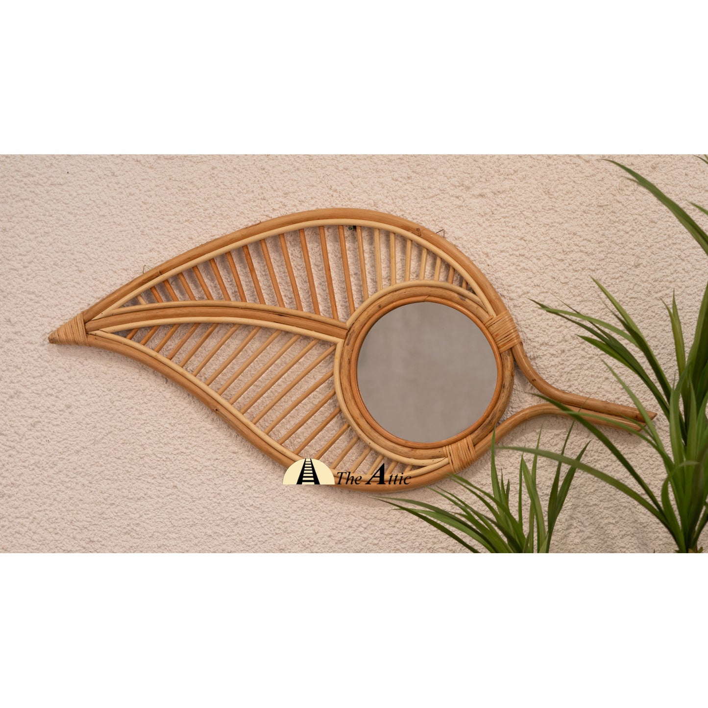 Leaf Rattan Round Wall Mirror - The Attic Dubai