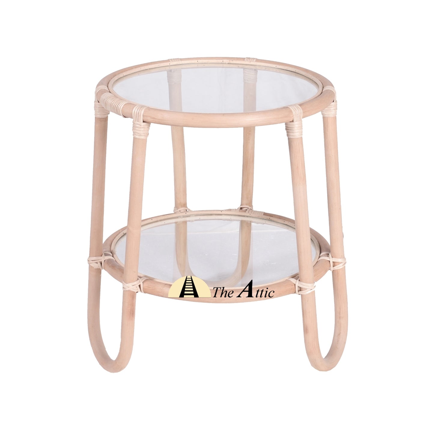 Lulea Rattan Round 2-tier Side Table