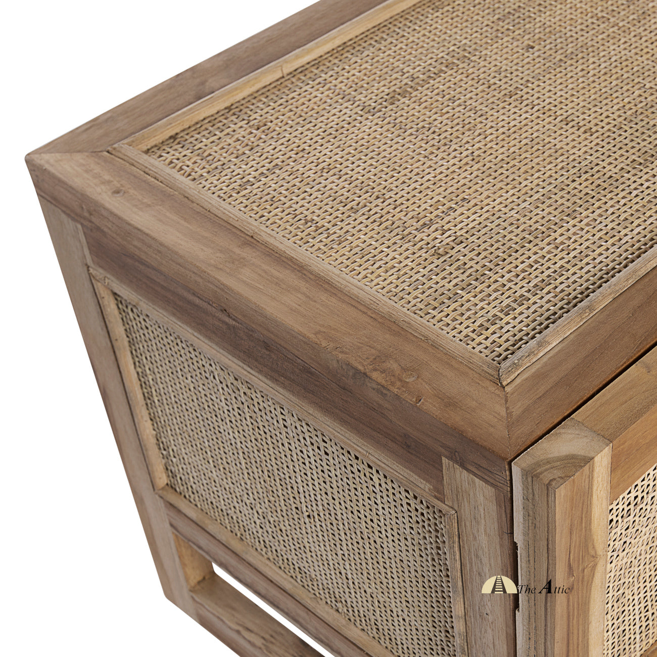 Miami Teak and Rattan TV Cabinet, Natural Wicker Furniture - The Attic Dubai
