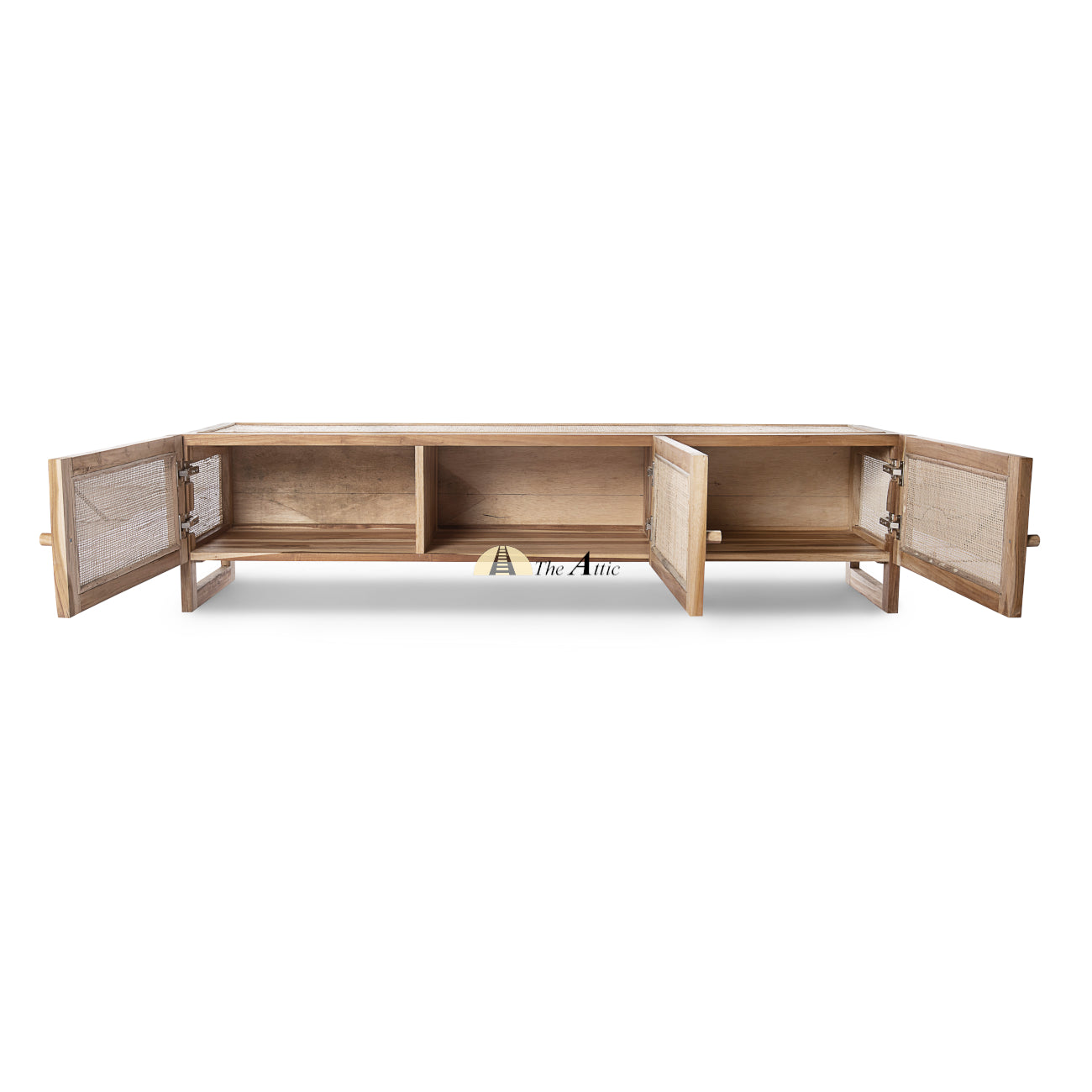 Miami Teak and Rattan TV Cabinet, Natural Wicker Furniture - The Attic Dubai
