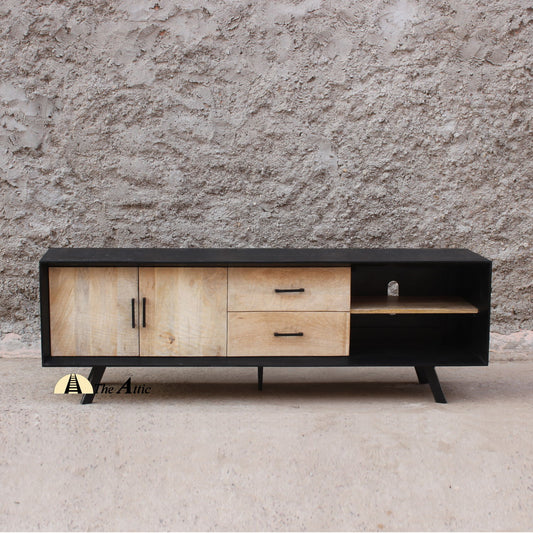 Portland Black and Natural TV Cabinet, 170cm - The Attic Dubai