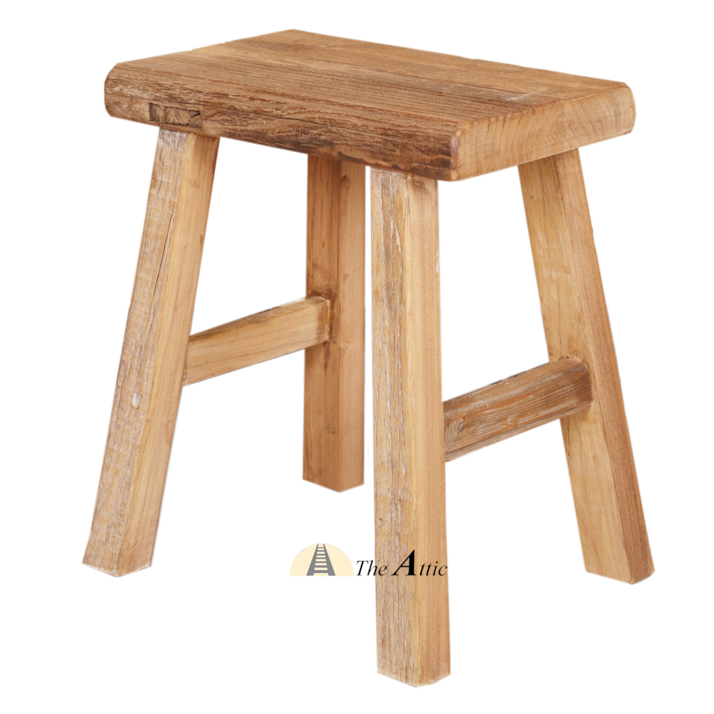 Rustic Reclaimed Wood Stool - TheAtticDubai.com