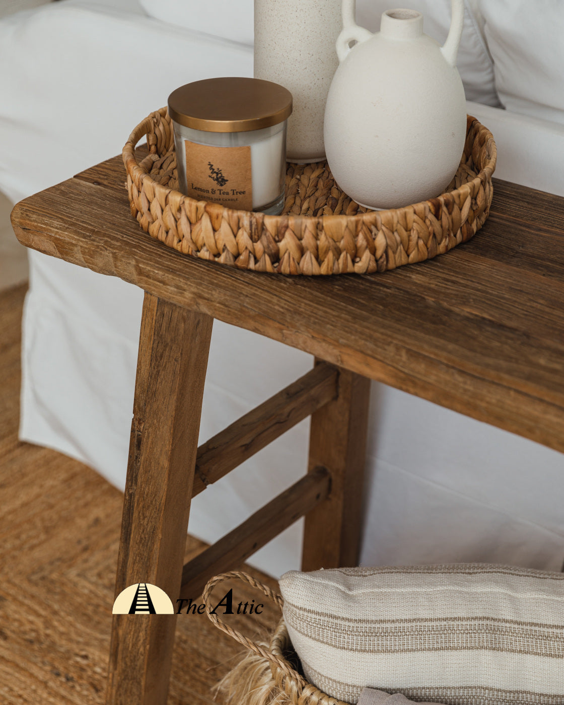 Reclaimed wood shop side table