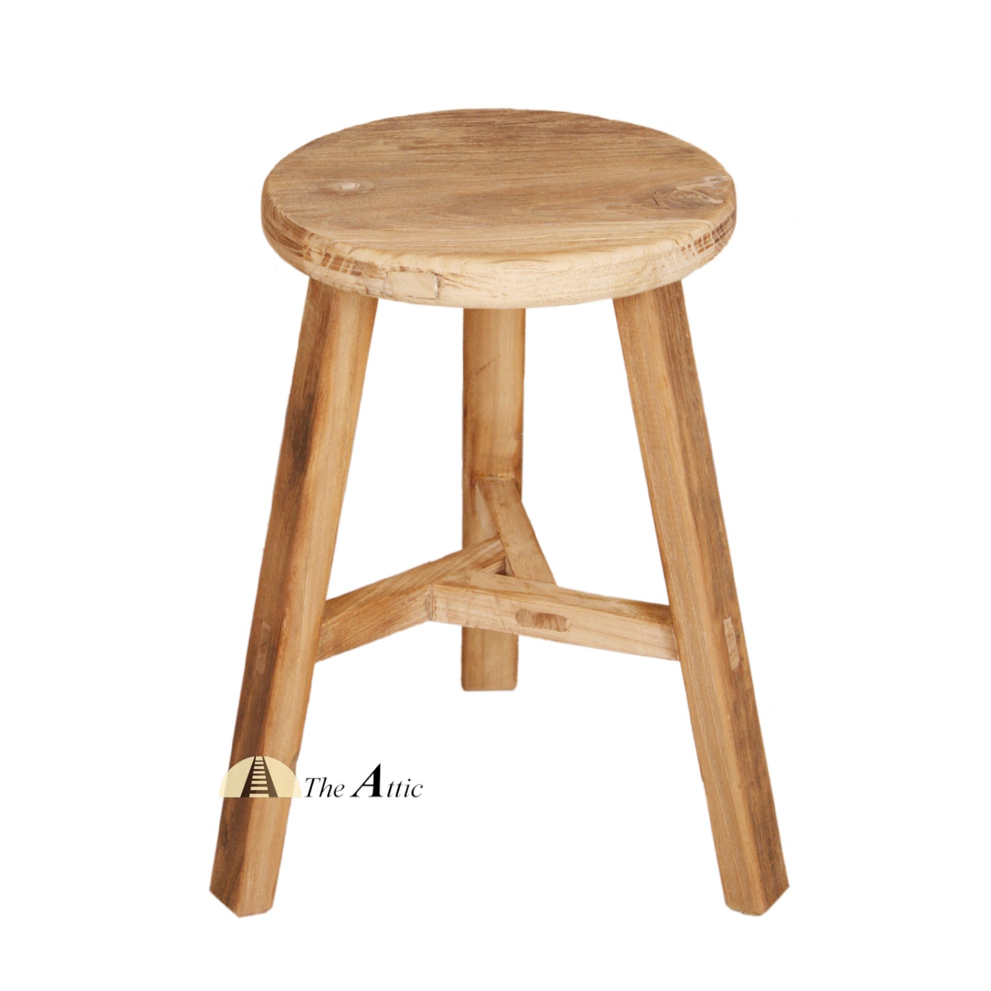 Rustic Round Reclaimed Wood Stool