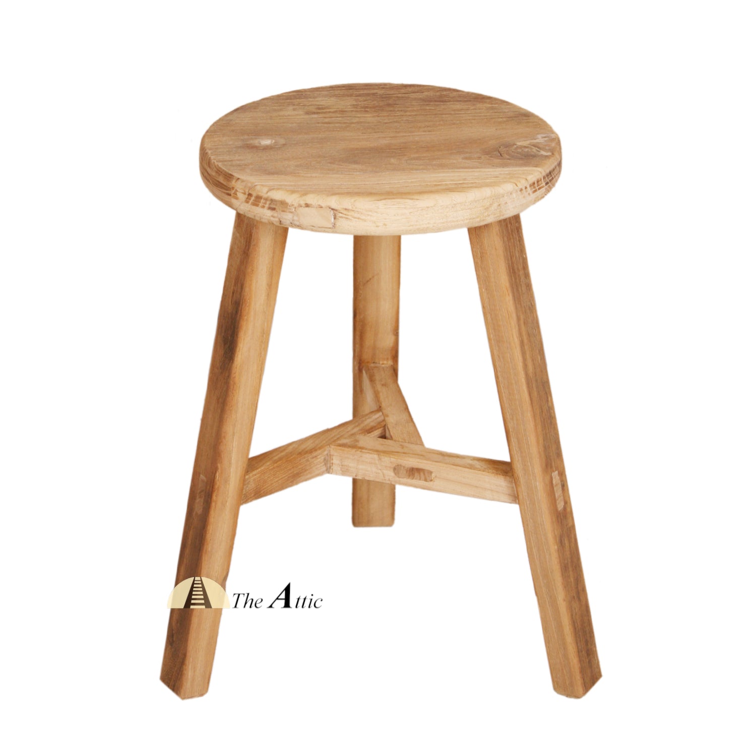 Rustic Reclaimed Wood Round Stool