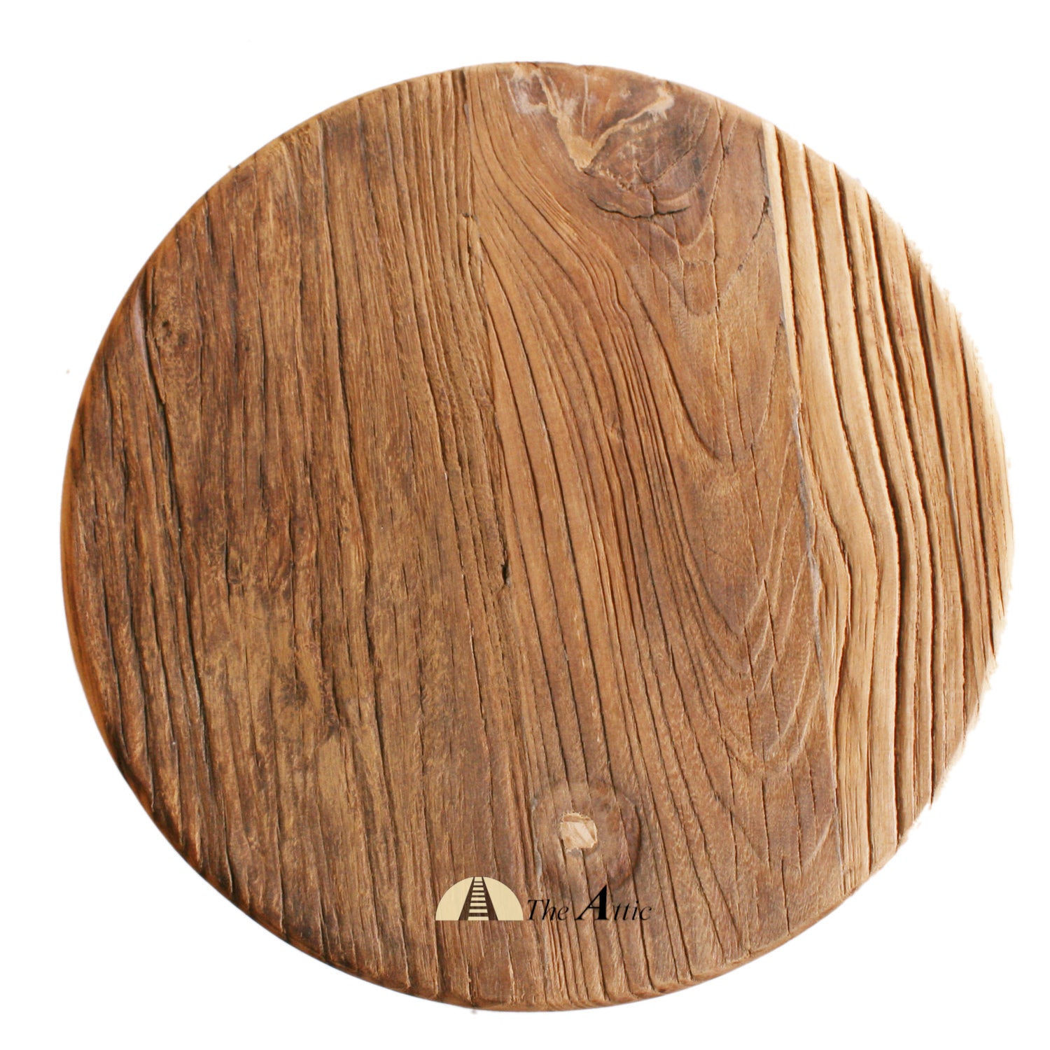 Rustic Reclaimed Wood Round Stool